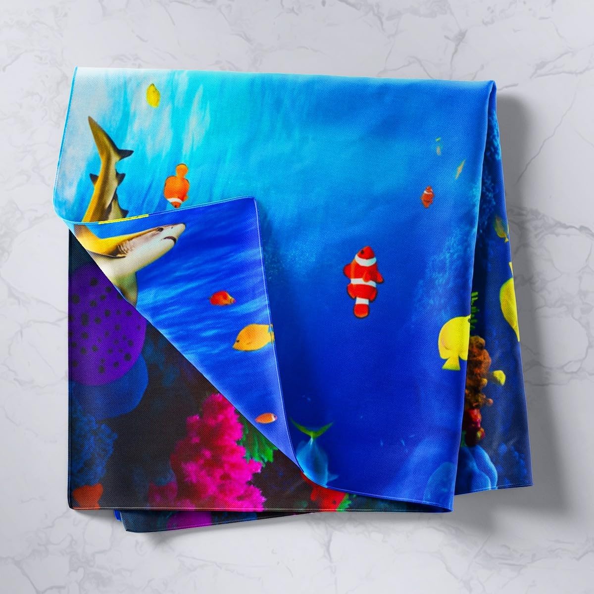 jejeloiu Colorful Tropical Fishes Blanket 59"x59" for Boys Girls Teens image 2