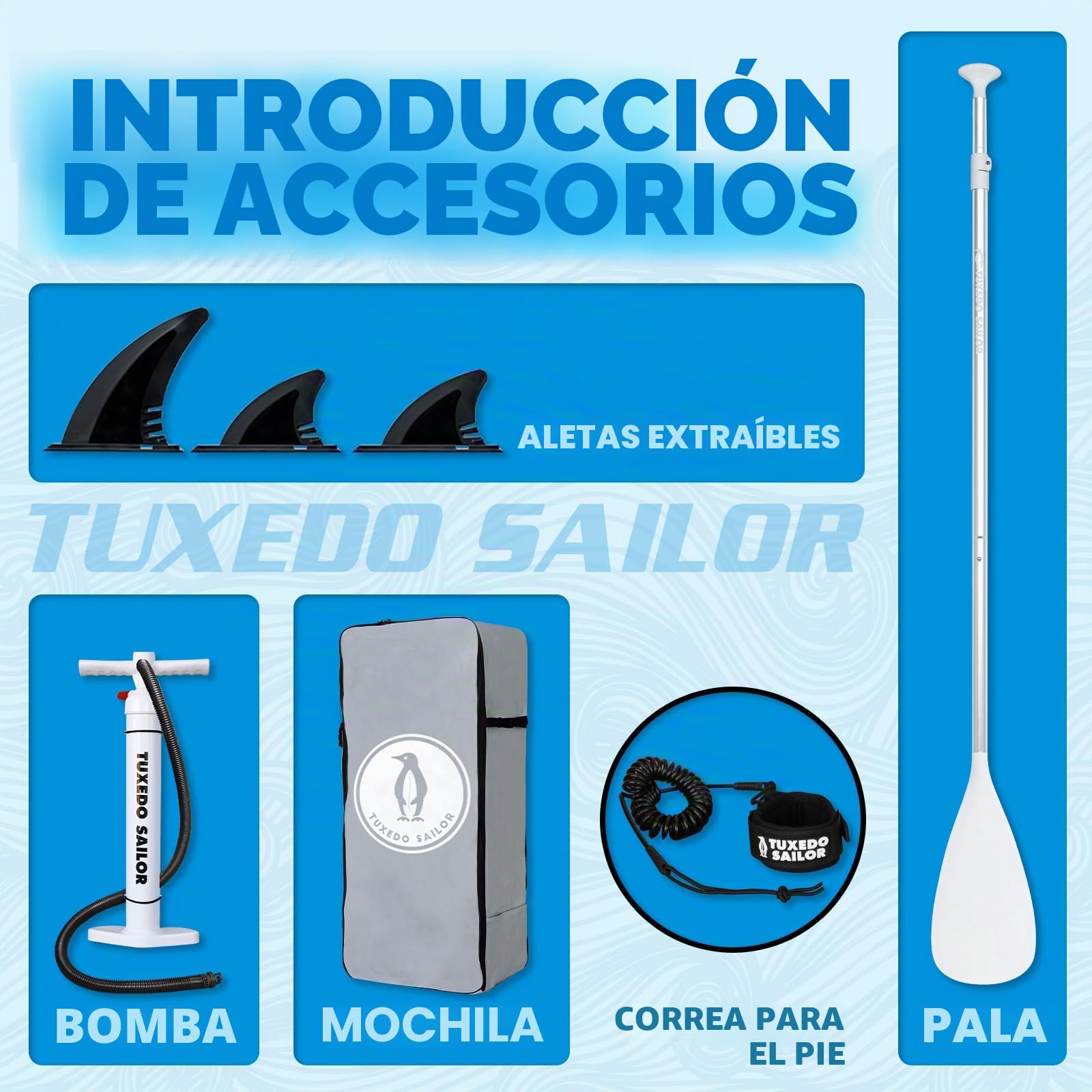 Tuxedo Sailor Tabla Paddle Surf Hinchable 320cm Stand Up Paddle Board Inflatable con Accesorios Sup, Tabla Padel Surf Hinchable para Adultos 2 Personas