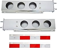 Vista 1 de Barra trasera de gancho de solapa de barro de acero inoxidable con recortes de luz 2.5" de espaciado de pernos, con resorte. con placa reflectante