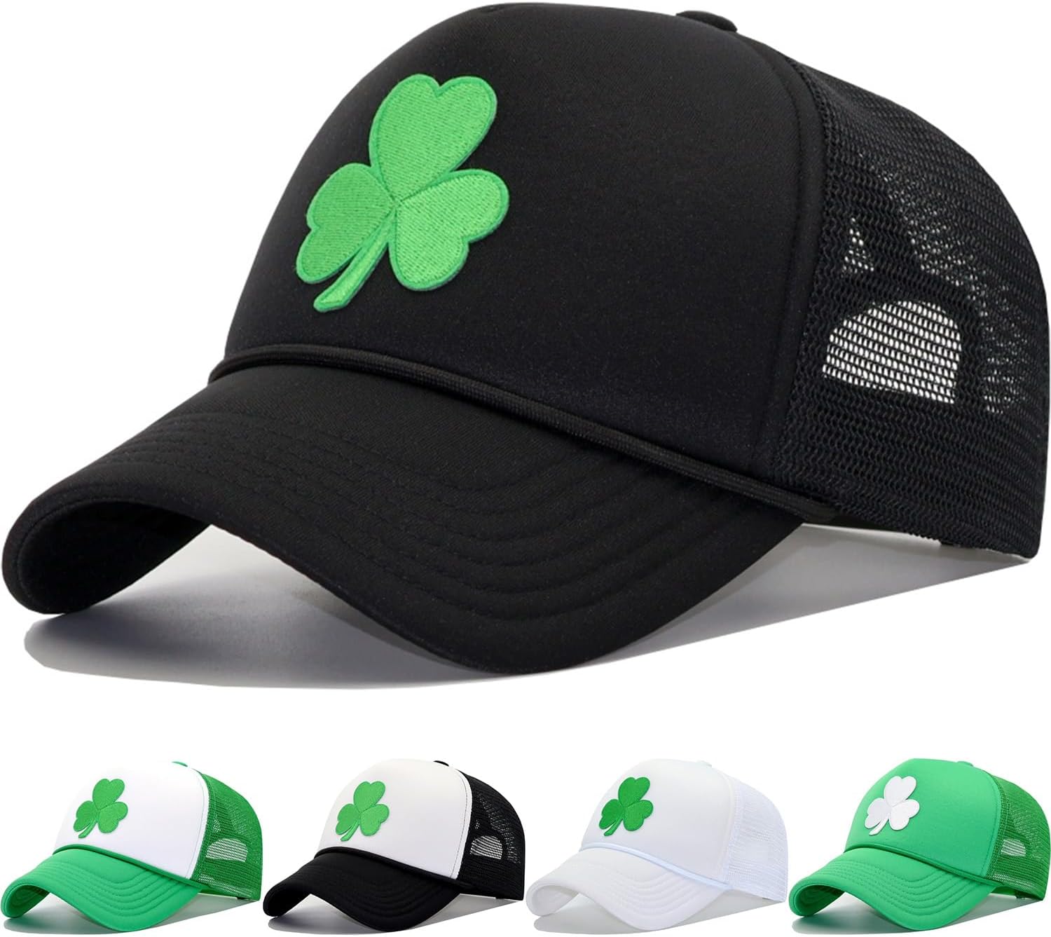 St Patricks Day Green Shamrock Trucker Hat, Ireland Irish Men Women Clover Baseball Cap, Gifts for Dad Mom Grandpa Grandma