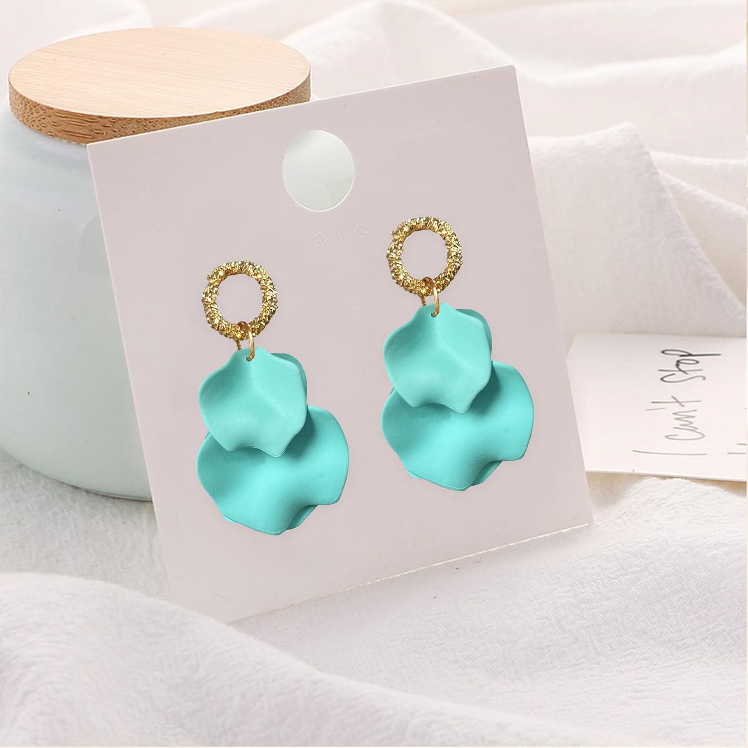 Rose Petal Flower Dangle Earrings for Women Petal Statement Floral Tassel Earrings Valentine Day - Image 5