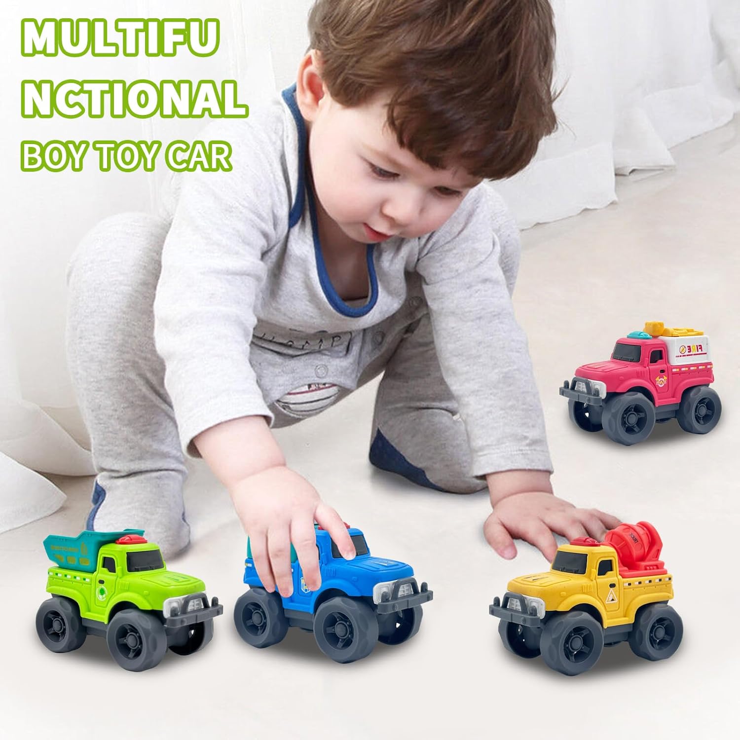 Aigitoy Toddler Car Toys for Boy Girl 1-3 Year Old, Green Recycling Truck, BPA Free, Phthalates Free, PVC, Recycled Plastic, Toddlers Toy for Fine Motor Skills, Birthday for Boys Girls