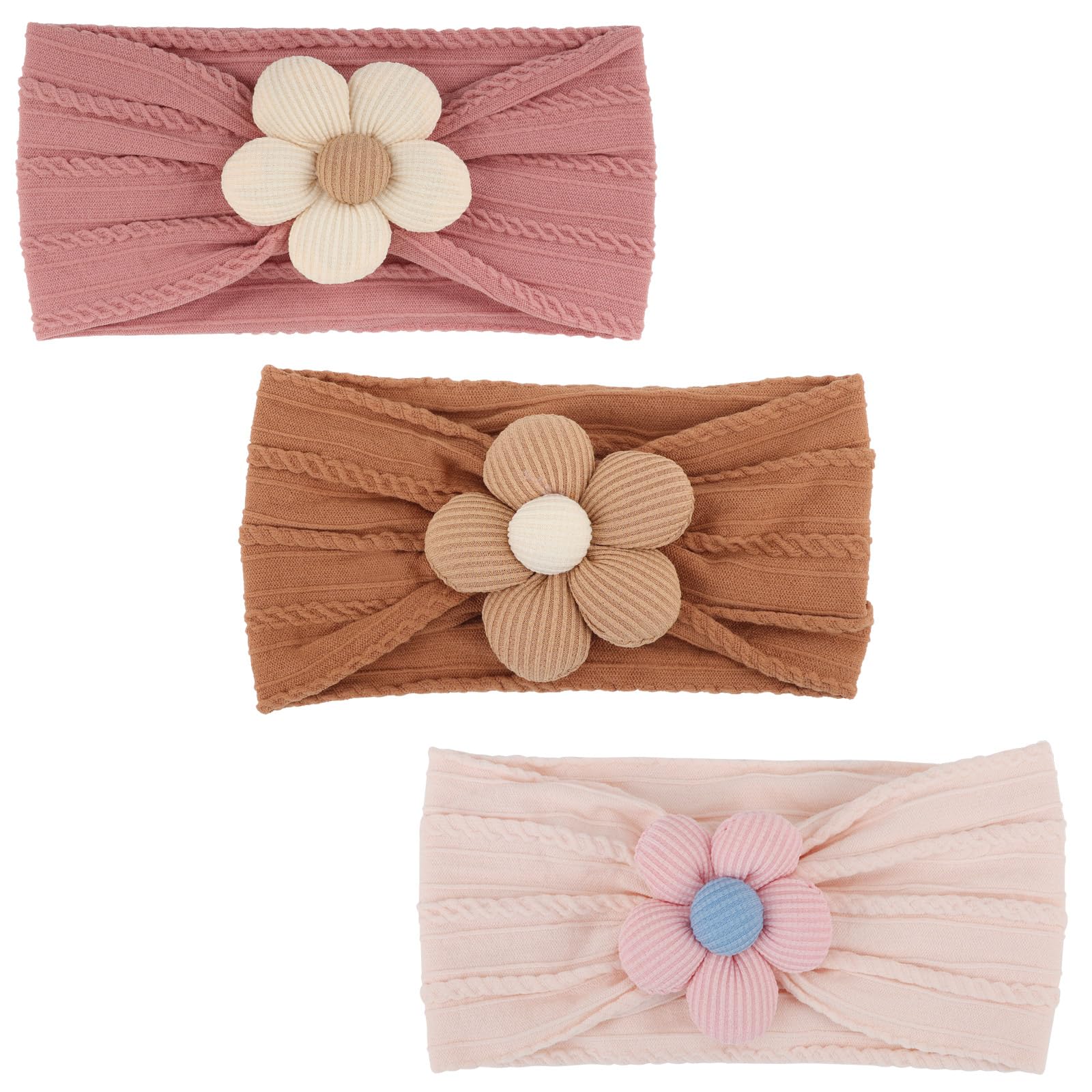 DRESHOW 3 Pack Girls Headbands Stretchy Nylon Headbands Handmade Hair Accessories for Newborn Infant Toddlers Kids — view 8