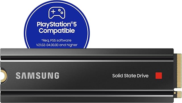 Samsung 980 PRO SSD with Heatsink 1TB PCIe Gen 4 NVMe M.2 Internal Solid State Hard Drive, Heat Control, Max Speed, PS5 Compatible, MZ-V8P1T0CW