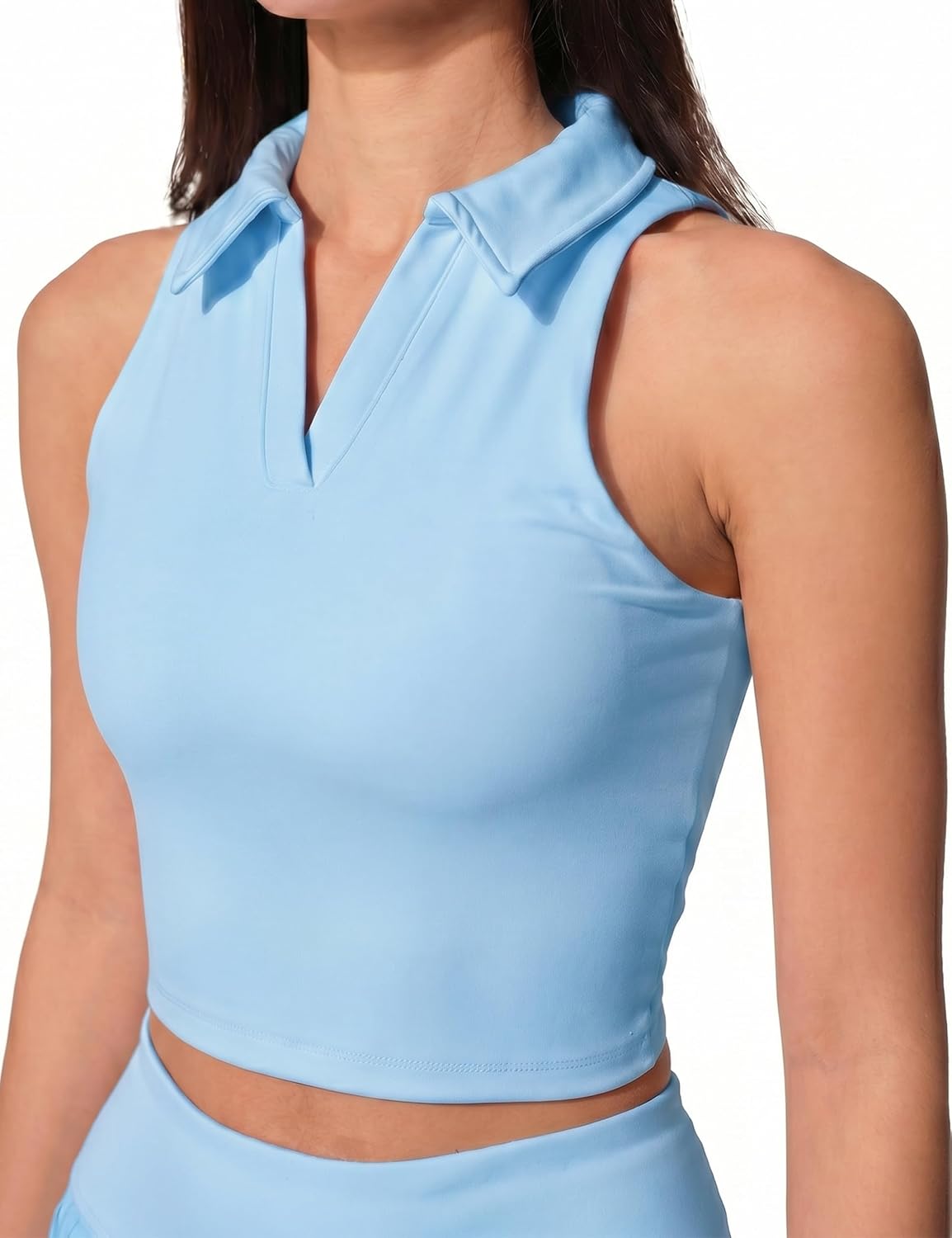 Women's Sleeveless Golf Polo Shirts Collared Athletic Cropped Tennis Tops Moisture Wicking Quick Dry Workout Tank Top