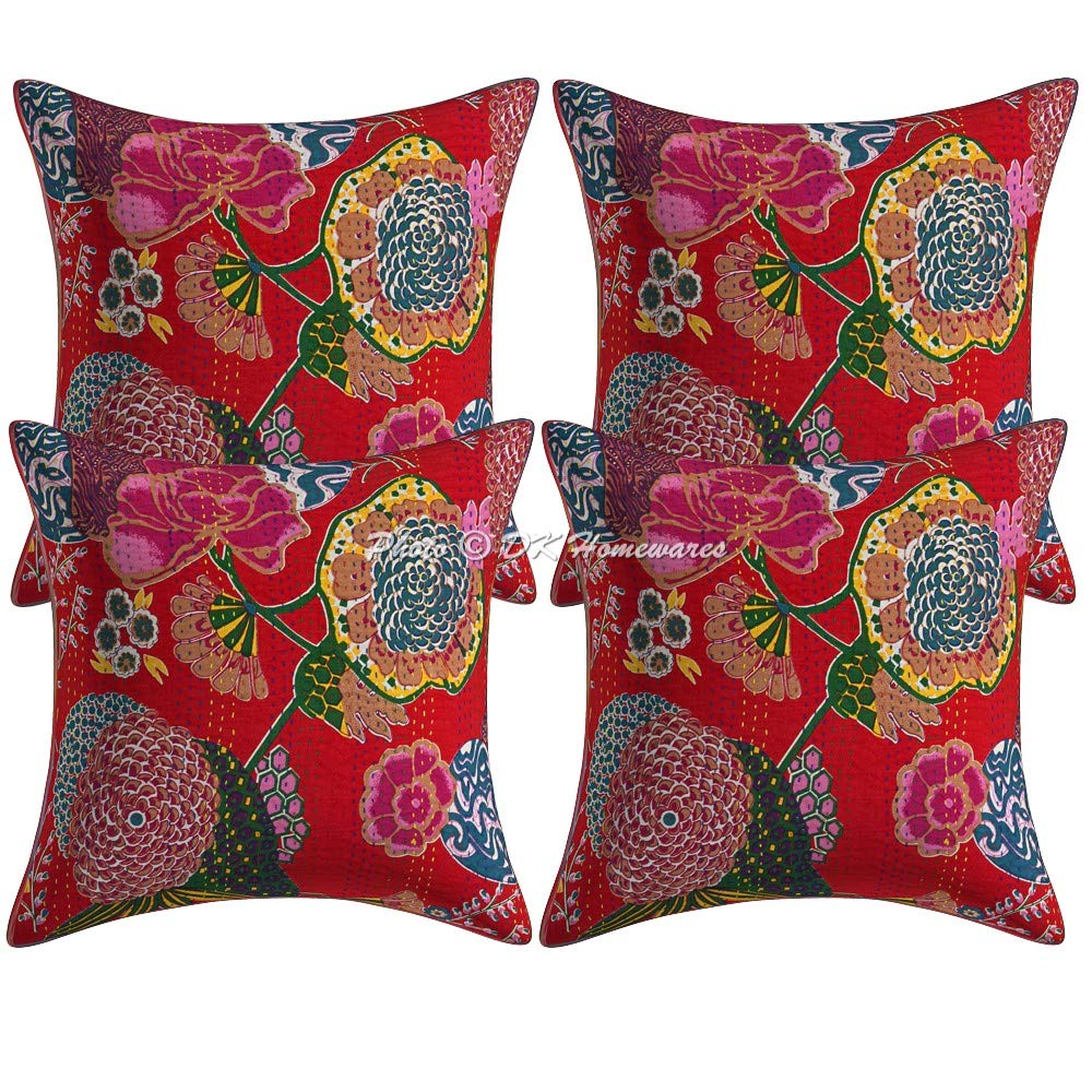 Coperti da Cuscino Sofa Tribale Orientali Rosso 40x40 cm Set di 4 Per Casa Esterna Interna | Coperti da Cuscino Decorat