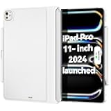 Magic-Keyboard Compatible Case for iPad Pro 11 inch M4/M5 2024/2025, Cover with Apple Pencil Holder for Smart MagicKeyboard Folio Slim Durability, with Durable Leather, (Keyboard Not Included), White