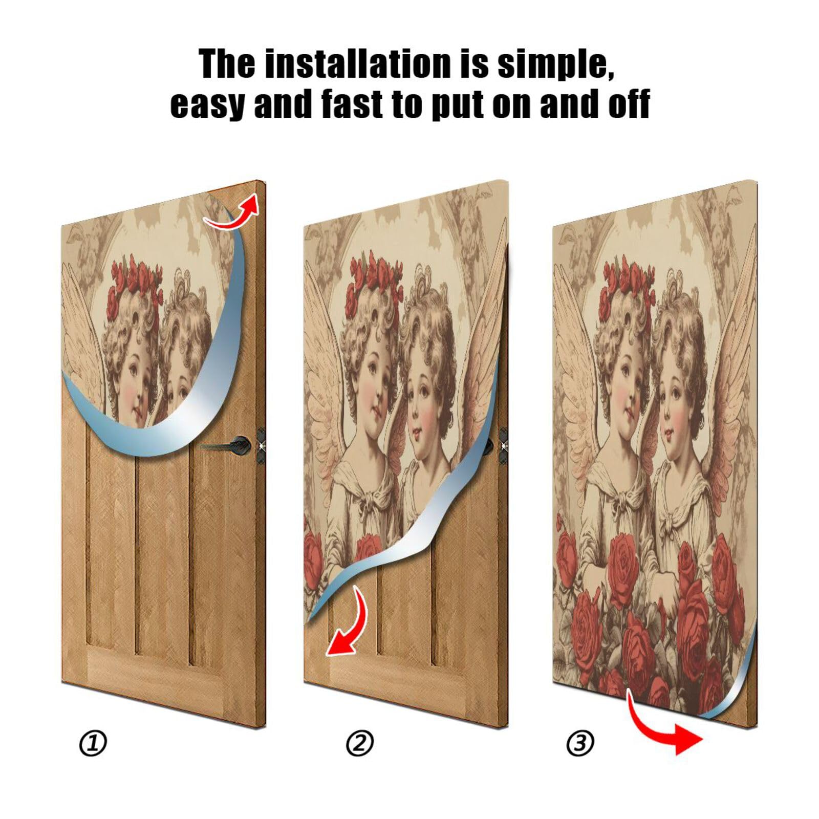 FLildon Love God Valentine's Day Door Cover Decoration, Party Accessory Porch Decor for Festive Ornament Room Door Covers 35 x 79 Inch