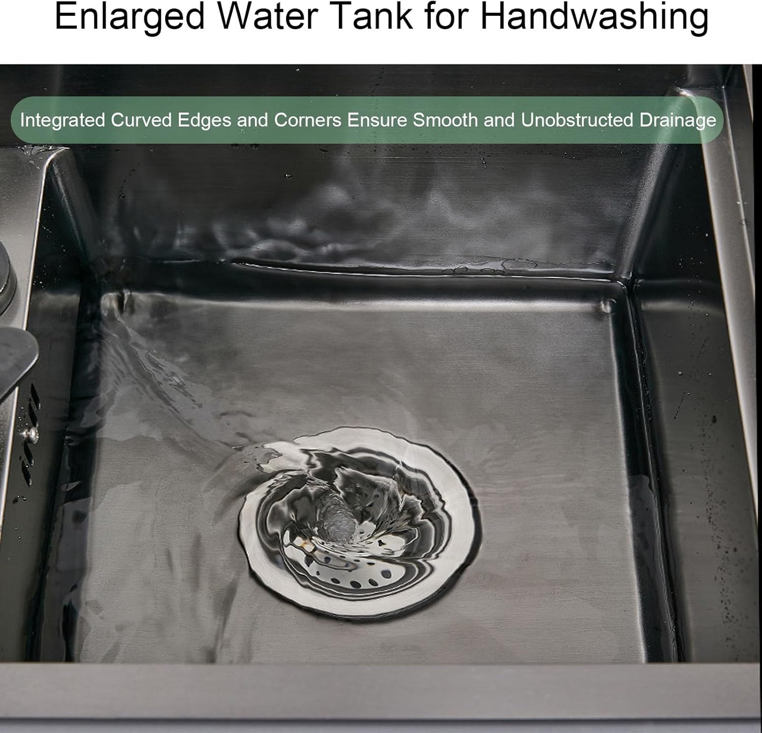 Invisible Stainless Steel RV Sinks, Rv Kitchen Sink with Lifting and Folding, for Kitchen, Bar, for Campers Trailers and Motorhomes Space Saving Design(35x48x23cm/13.8x18.9x9in)