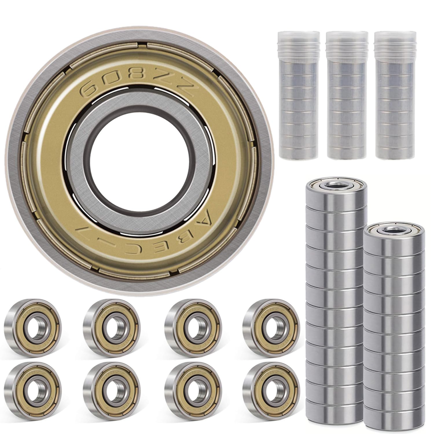 608ZZ Roulements à Billes 30 Pièces ABEC-7 Acier Inoxydable, 8x22x7 mm Antipoussière pour Skateboard Électrique, VTT, Industrie, Roulement à Billes Scellés Haute Vitesse (608ZZ)