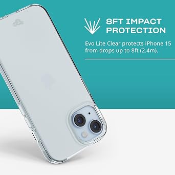 Tech21 EvoLite case for iPhone 15 / 16e - Thin Impact Protection Case - Clear