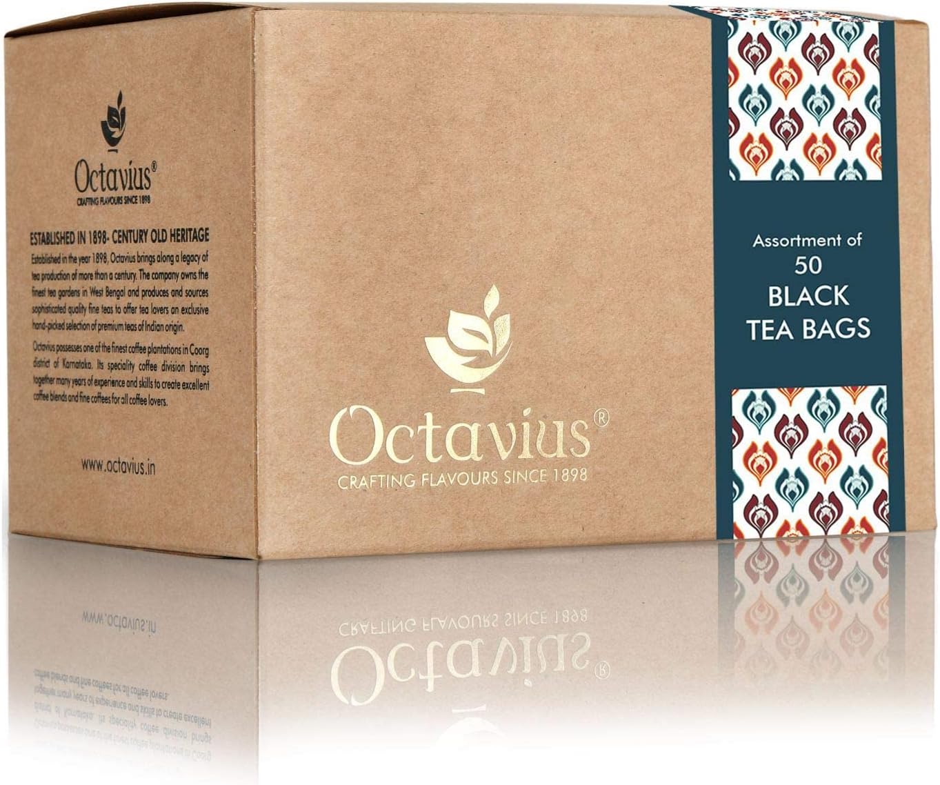 Octavius Assorted Tea Bag Sampler Gift Set 3 Tea Flavors 50 Counts Black Tea Tea
