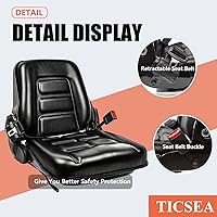 Vista 5 de Asiento universal de carretilla elevadora, asiento de tractor con cinturón de seguridad, respaldo ajustable e interruptor de posición del operador