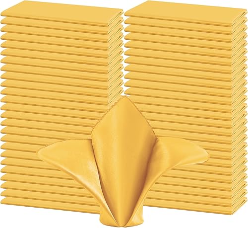 Miniatura 1 de Juego de 72 servilletas de tela de satén doradas, 20 x 20 pulgadas, servilletas cuadradas de tela suave y lisa, servilletas lavables reutilizables