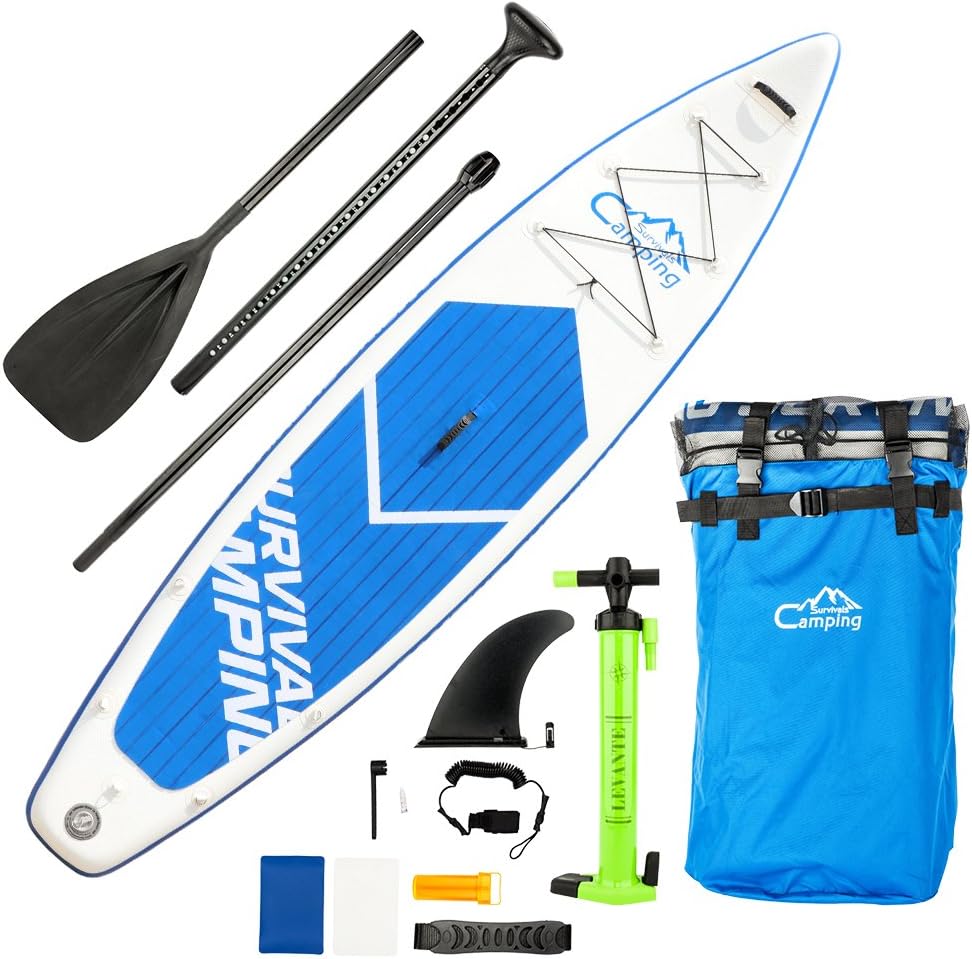 PEXMOR 12' Inflatable Stand Up Paddle Board (6 Inches Thick) with SUP Accessories & Carry Bag | Wide Stance, Bottom Fin for Paddling, Surf Control, Non-Slip Deck | Youth & Adult Standing Boat