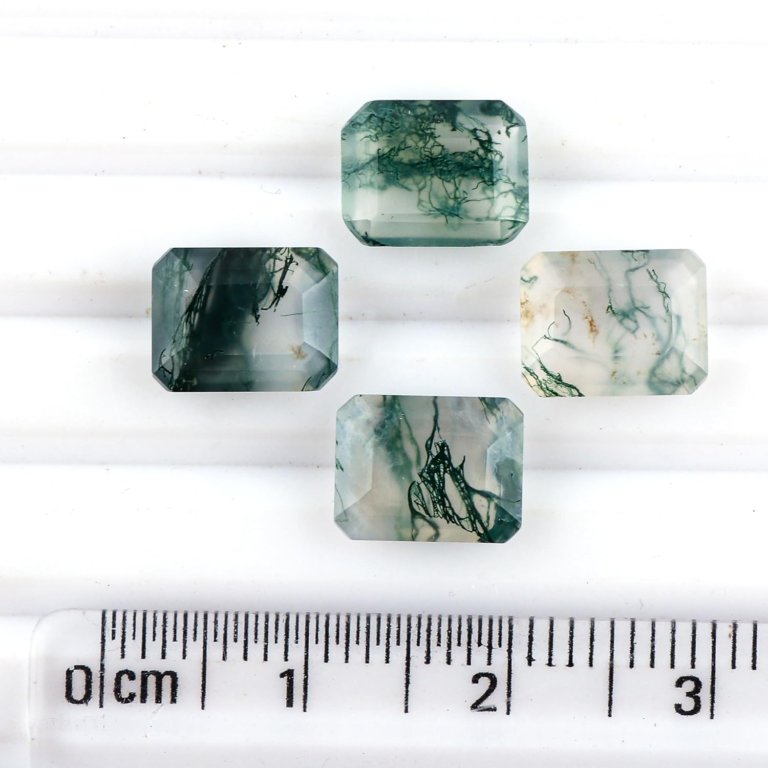 4 Pcs,9X7 MM, AURA GEMS Natural Moss Agate, Step Cut, Octagon Shape, Jewelry Making Supply, Chakra Energy Healing Gemstone, Real Crystal, Birthstone, Wholesale deal