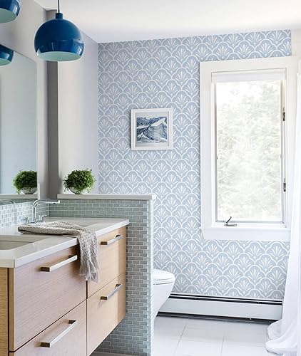 Miniatura 10 de Guvana Papel tapiz geométrico para despegar y pegar, de 17.32 x 118 pulgadas, color verde, patrón de enrejado blanco, papel de contacto,