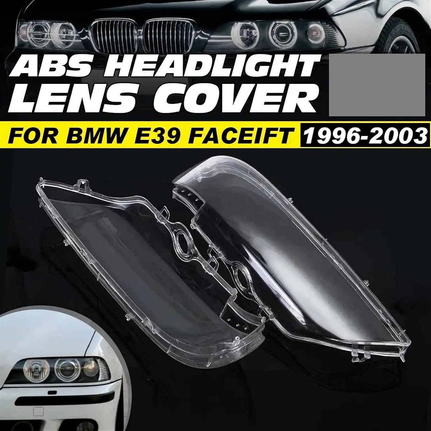 1 Pair Car Headlight Cover Shell Lamp Glass Lens Kit For bmws E39 Facelift 1996 1997 1998-2003#63128375301 63128375302
