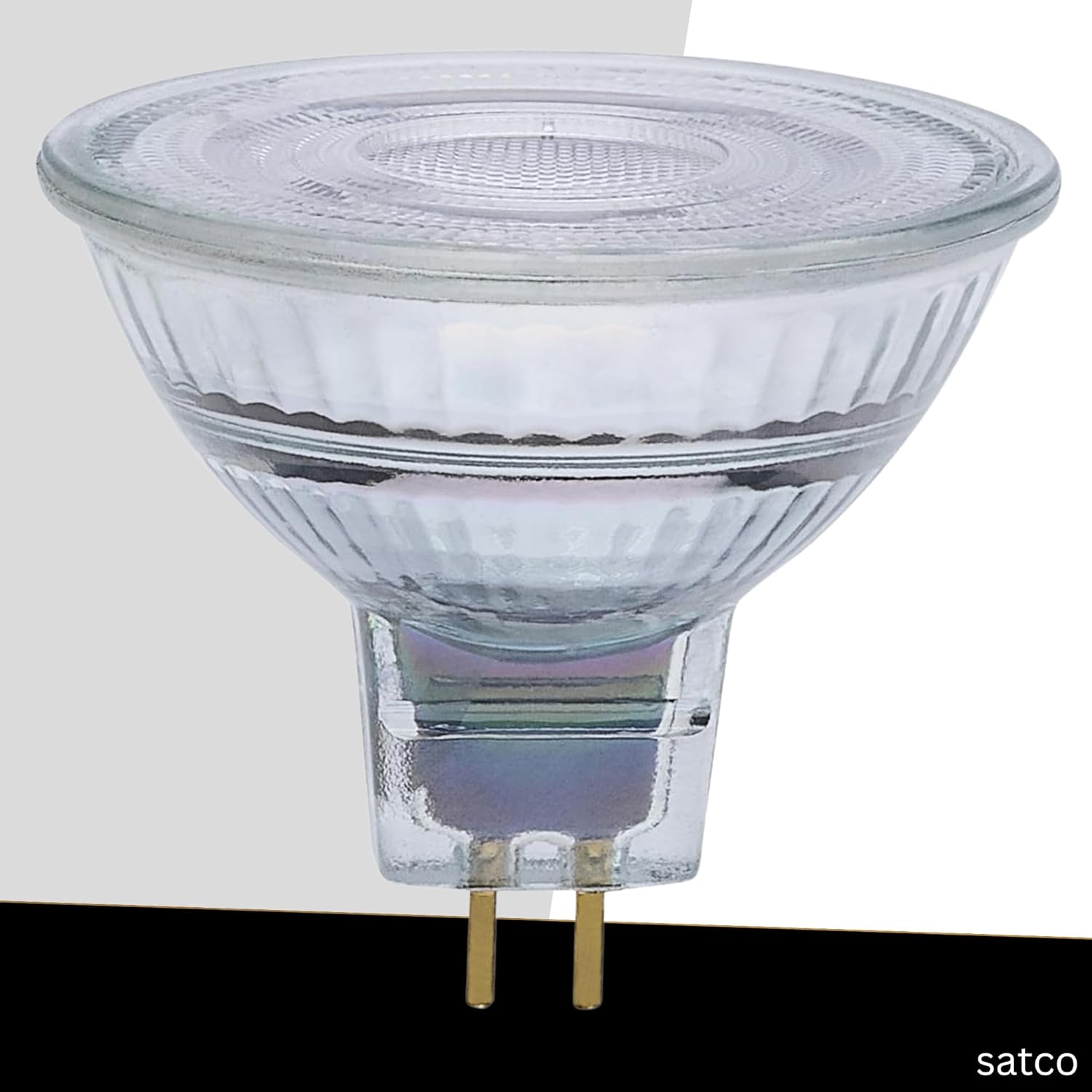 Satco LED MR16 Spotlight 5.5W 50W Equivalent 2700K Warm White 90+ CRI 15 Beam GU5.3 Bi-Pin Base 12V Dimmable Clear Finish Part S12360 (6 Pack)