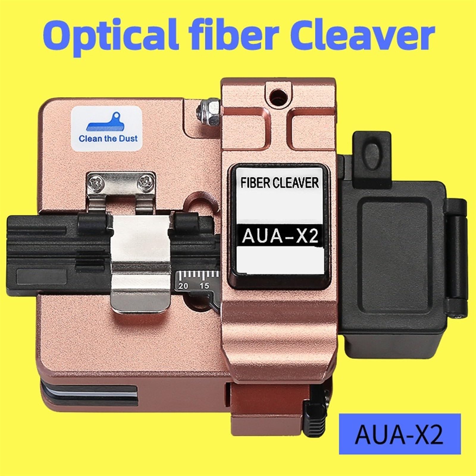 Couperet de fibres, Coupe-fibre de haute précision AUA-X2 avec boîte à déchets fibres, outils coupe câble thermofusible connexion froid fibre optique FTTH(AUA-X2(Black))