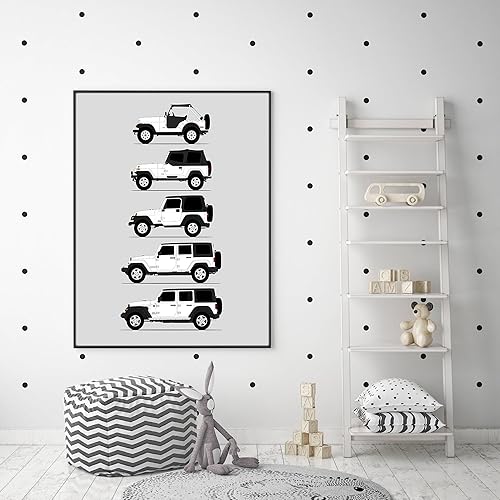 Miniatura 18 de Handmade Poster compatible with Jeep Wrangler Generations and Print of CJ, YJ, TJ, JK, JL - White, 11x14" Satin Print (Unframed) - Gift for Car
