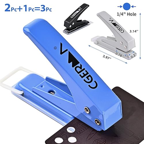 Vista 22 de Perforadora de un solo agujero, paquete de 3, agujero de 1/4 pulgadas, 50% de ahorro de mano de obra, perforadora de metal resistente, capacidad