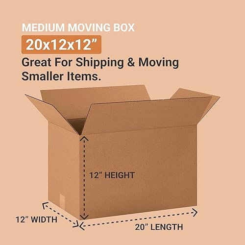 Miniatura 8 de Aviditi HD201212DW Caja de cartón corrugado de doble pared resistente de 20 pulgadas de largo x 12 pulgadas de ancho x 12 pulgadas de alto, kraft,