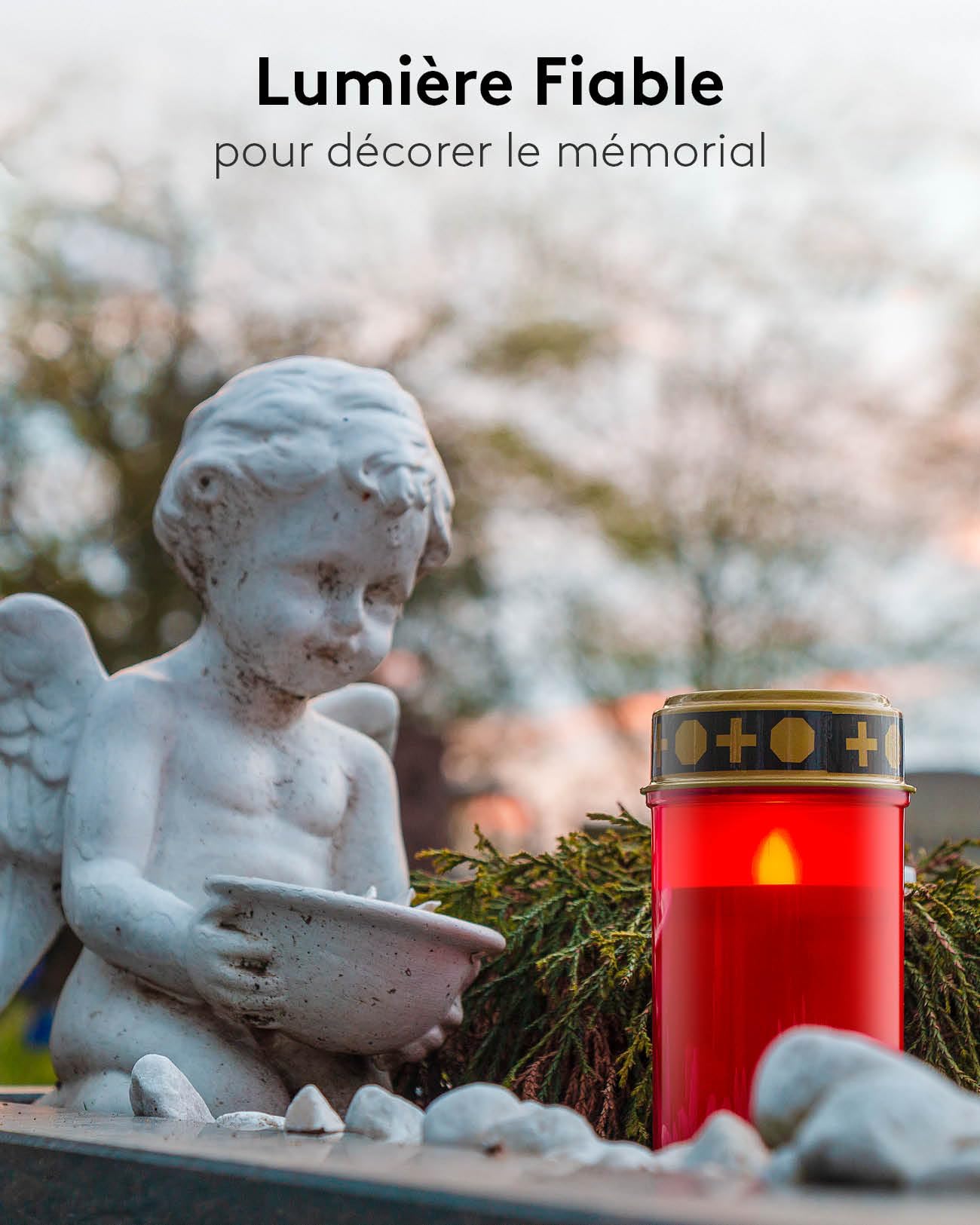 Lot De 3 Bougies Funéraires LED à Piles - Durée De Vie De 6 Mois