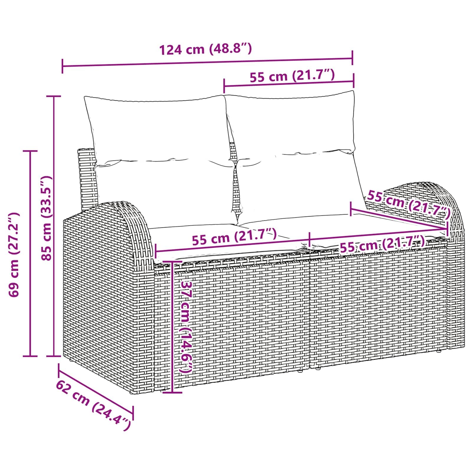 Set di 5 divani da giardino in polyrattan marrone con tavolo | Set lounge in rattan flessibile per terrazza e balcone, con morbide imbottiture e robusto tavolo in vetro.