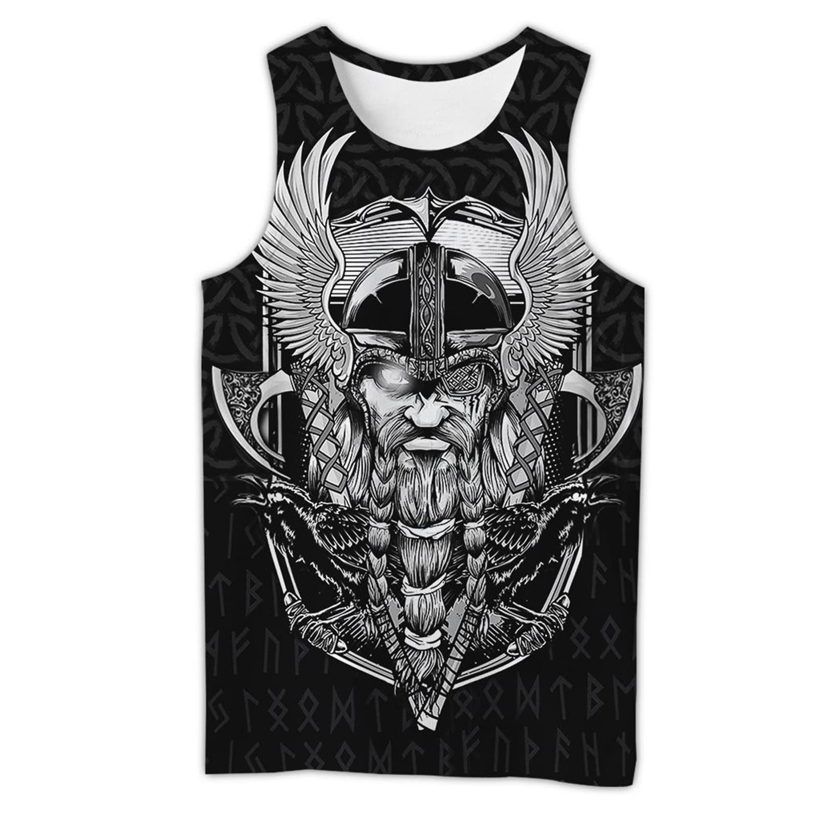 Wavotiq Men's # 5 Tank Top Viking Warrior 3D Print Sleeveless T Shirt Bodybuilding Tank Tops Gym Workout Casual Vest