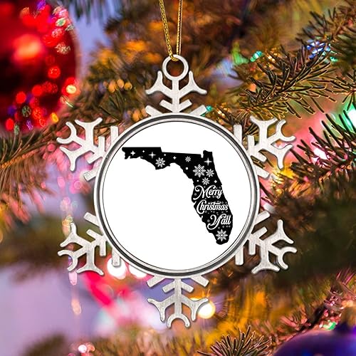 Miniatura 4 de Florida Christmas Ornaments for Tree American State USA States Metal Snowflake Xmas Ornaments Merry Christmas YAll Christmas Decorations to Friends