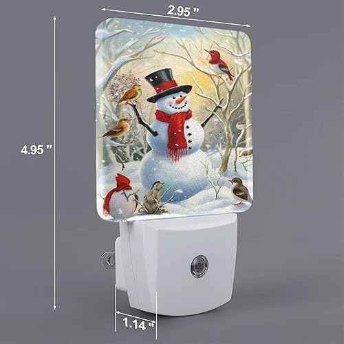 Miniatura 2 de Juego de 2 luces de noche de nieve de Navidad, con sensor automático de muñeco de nieve de invierno, luces nocturnas LED del atardecer al amanecer,