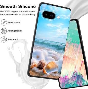 for Pixel 9a Case,Slim Shockproof TPU Soft Rubber Silicone Cover Phone Case for Google Pixel 9a,Beach Seashells Ocean Waves
