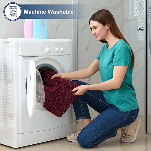 Miniatura 6 de smiry - Tapetes de baño de espuma viscoelástica en forma de U, supersuaves, absorbentes, antideslizantes, contorneados, lavables a máquina, para el