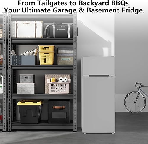 Miniatura 4 de Mini refrigerador de 4.5 pies cúbicos con congelador, refrigerador compacto de 2 puertas, refrigerador pequeño con termostato ajustable de energía,