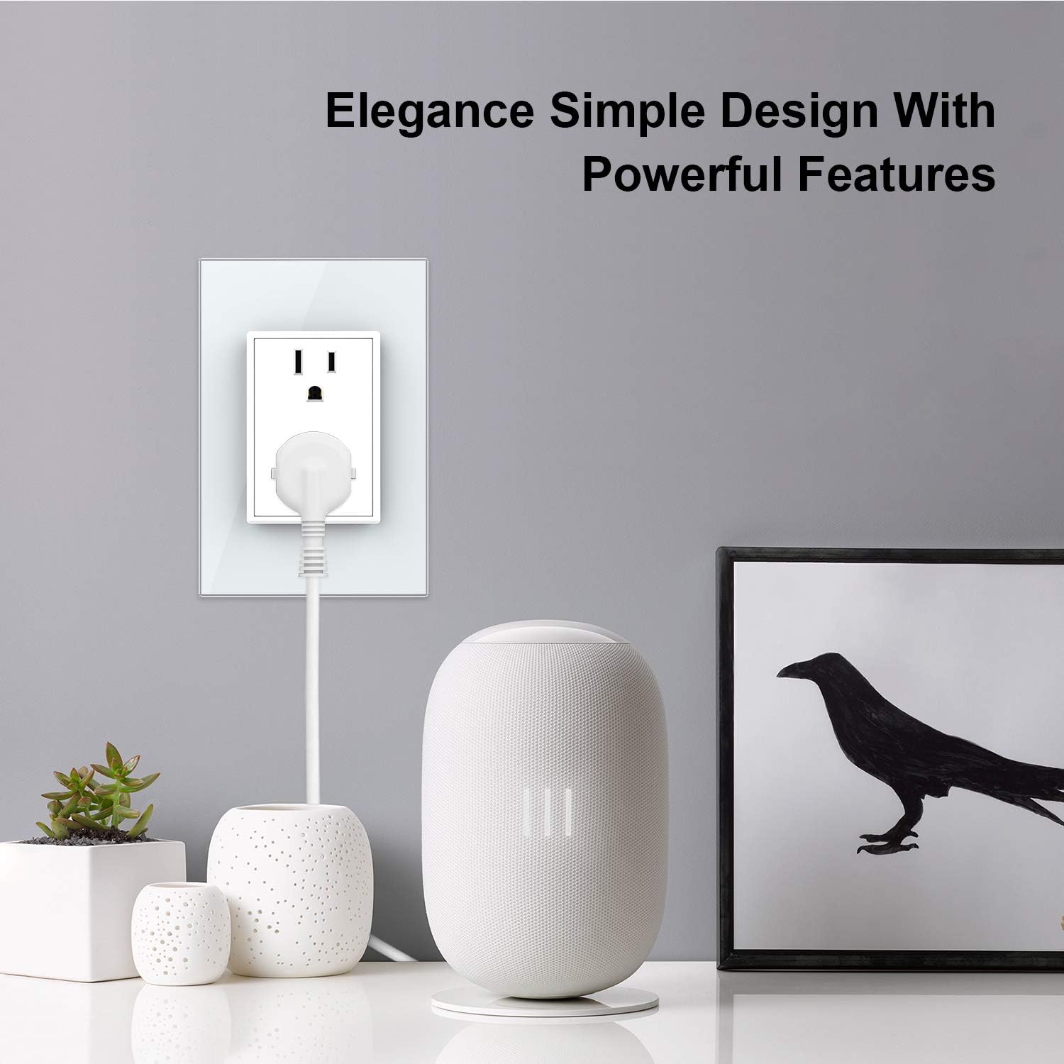 LIVOLO White US Standard Vertical Duplex Receptacle Electrical Outlets (4 Pack with Tempered Glass Panel(15A),AC 110~220V