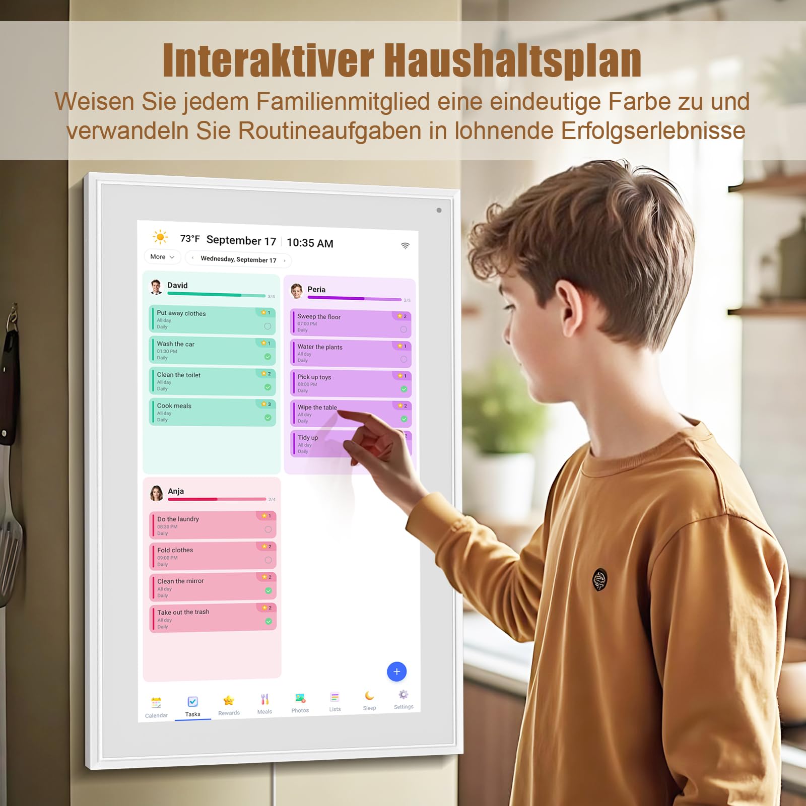 Digitaler Kalender, 21,5 Zoll Wandkalender Familienplaner mit 32GB Speicher, Touchscreen Intelligenter Tischkalender, Digitaler Terminplaner und Smart Kalender Sync Schedul