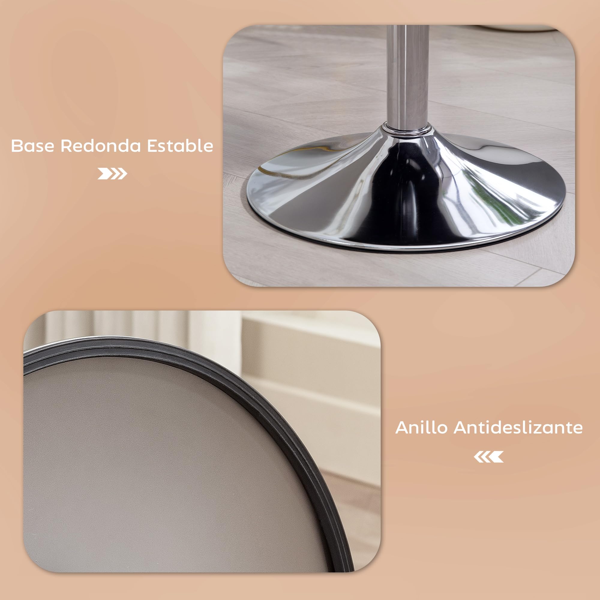 HOMCOM Taburete de Bar Taburete Giratorio Regulable en Altura 52-66 cm Tapizado en Pana Giratorio en 360° Silla Alta para Cocina Comedor Tocador Mostrador Marrón