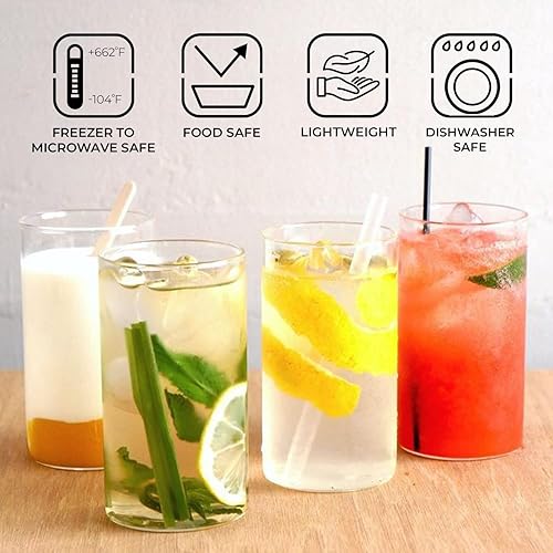 Miniatura 2 de Borosil Vasos para beber, 12 onzas, juego de 6, sin BPA, vasos de borosilicato, juego de vasos de agua transparentes y ligeros, resistentes al olor,