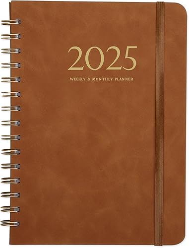 Agenda semanal y mensual 2025, 6.4 x 8.5 pulgadas, enero a diciembre de 2025, agenda diaria, páginas premium, encuadernación de doble alambre,