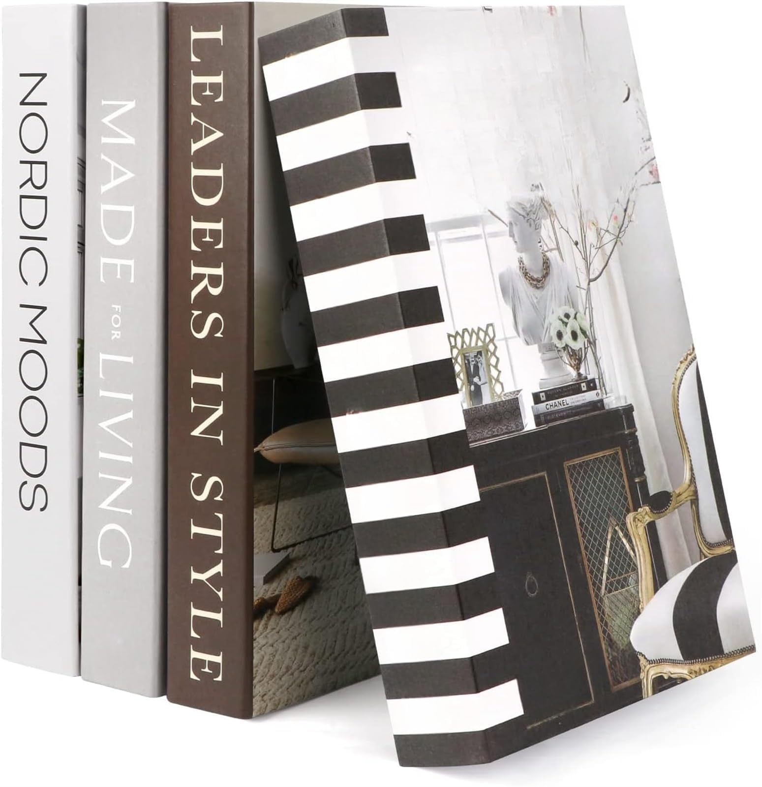 THE WHITE SHOP 4 PCS Faux Books for Decoration, Modern Fashion Decorative Books Set for Hardcover Home Decor, Fake Book Stacks Display for Bookshelf Living Room Decor
