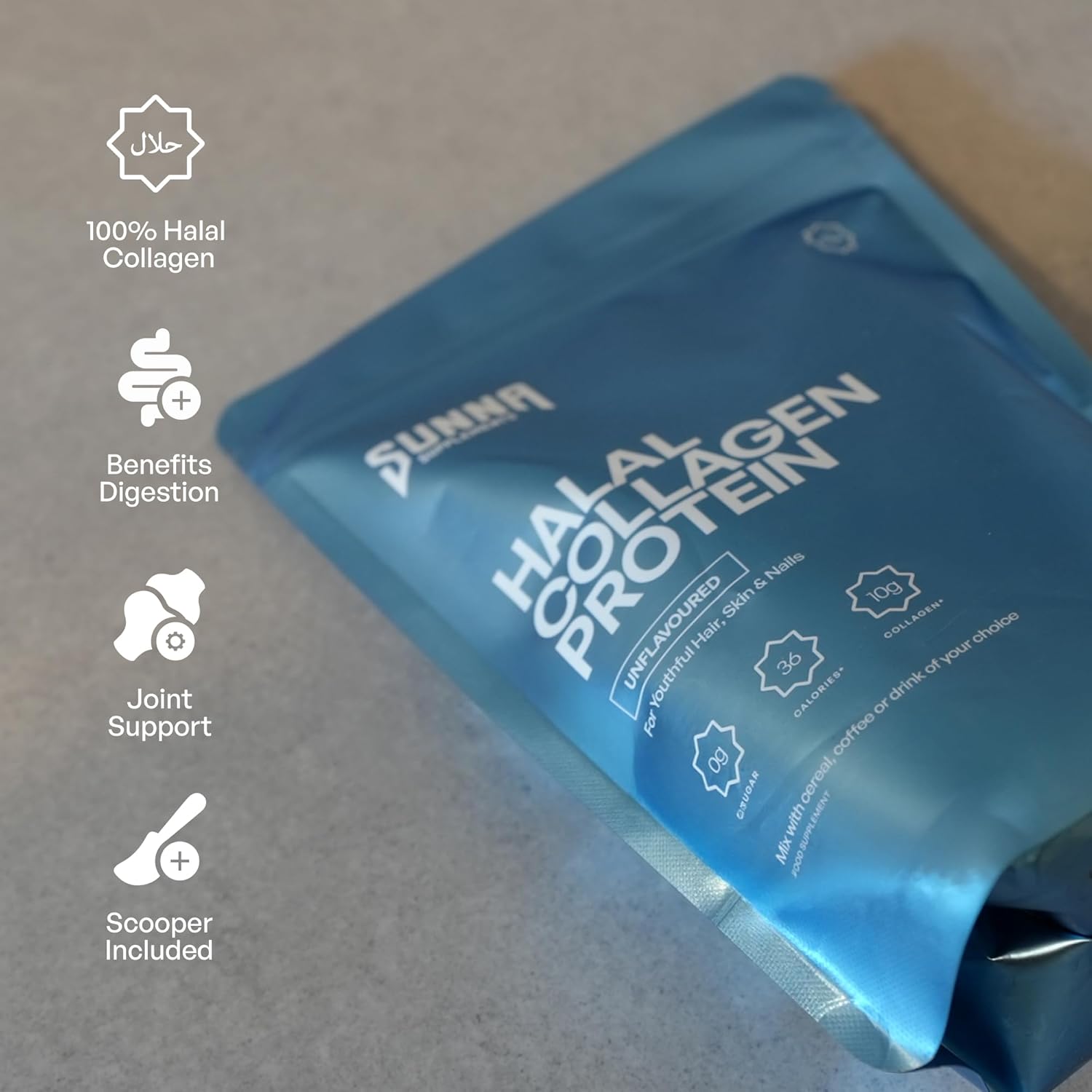 SUNNA SUPPLEMENTS Grass-Fed Halal Collagen Powder - Type I & III Hydrolyzed Bovine Peptides for Joint, Skin, Hair & Nail Support - High Protein, Gluten-Free, Keto & Paleo Friendly - Unflavored - Image 4