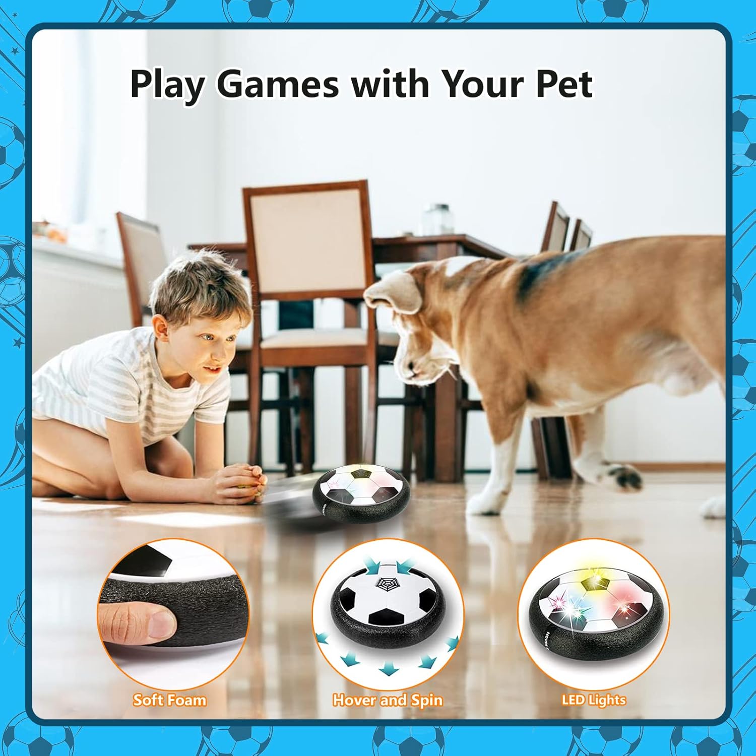 Hover Soccer Ball Boys Toys: Rechargeable Air Soccer Disk Cool Birthday Gift for 3 5 6 7 8 9 10 11 12 Year Old Kids Toddler Girls Indoor Sports Football Games Toy for Christmas Stocking Stuffer Gifts : Toys & Games