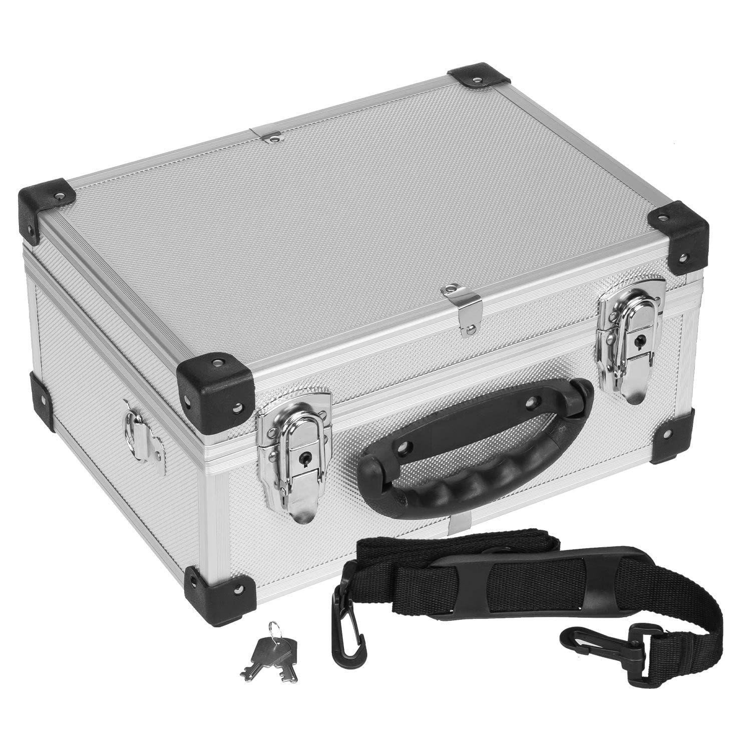 Mallette à outils cadre aluminium coffret de rangement argenté anndora