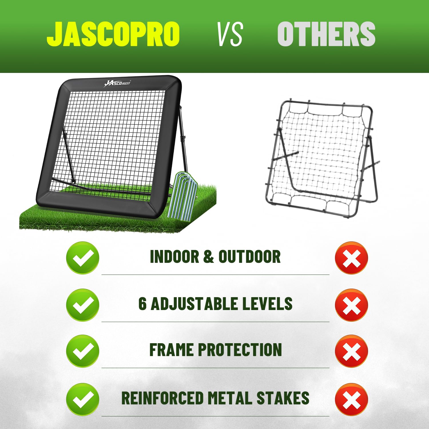 JASCOPRO Filet de Rebond de Football, Cible de Rebond de But de Football, équipement d'entraînement Portable