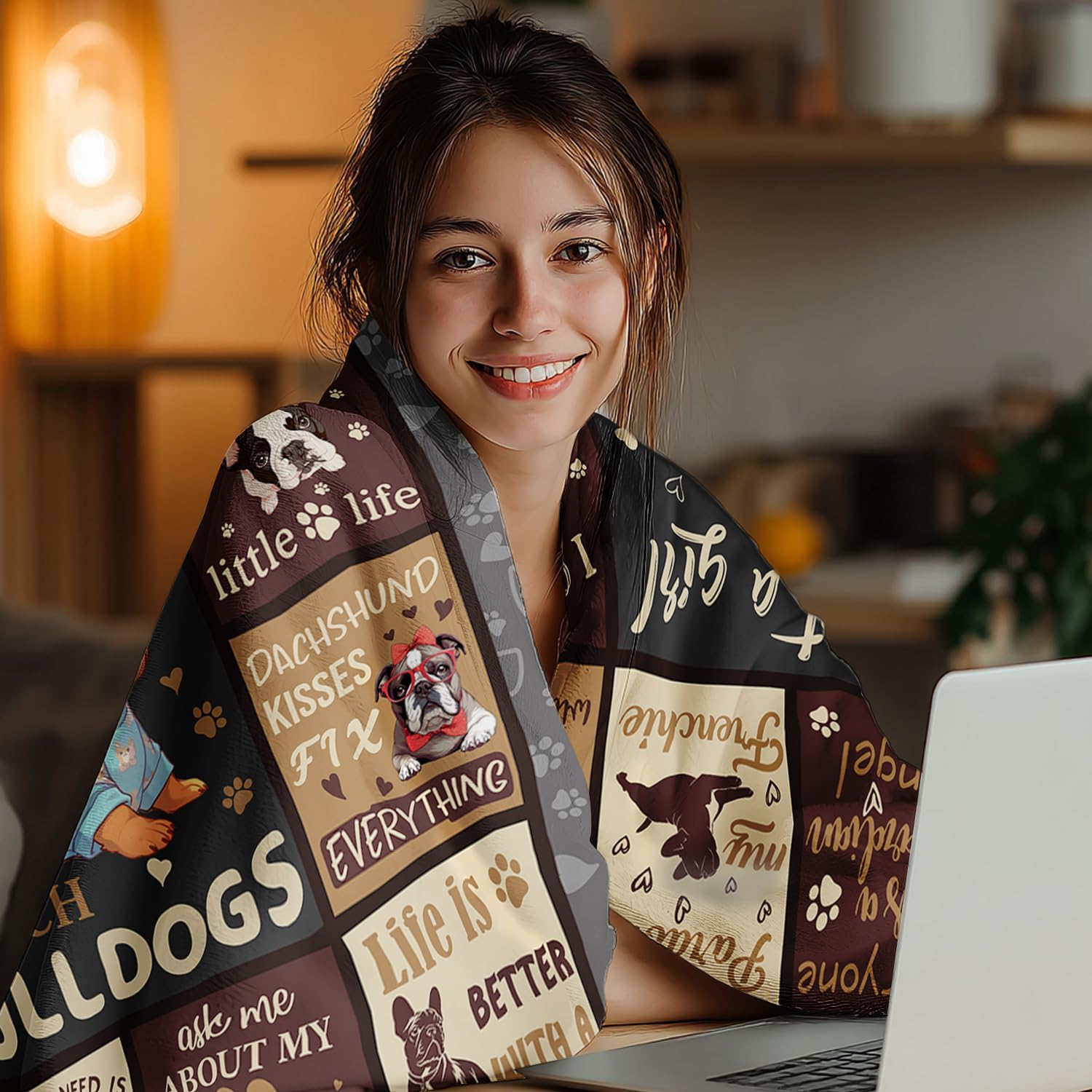 French Bulldog Lover Gift for Women - 50"x40" Ultra Soft Plush Flannel Fleece French Bulldog Throw Blanket, Cozy Fluffy Decor for Couch Bed, Christmas Birthday Present - Image 4