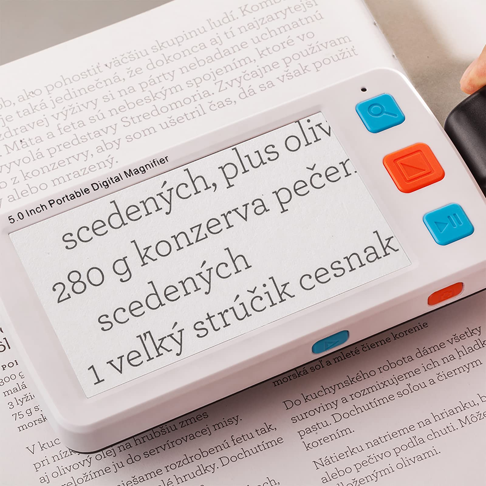 Elektroniczna pomoc widzenia, przenośny czytnik e-booków HD z 5-calowym ekranem LCD, regulowane poziomy powiększenia, 17 trybów kolorów dla lepszego czytania