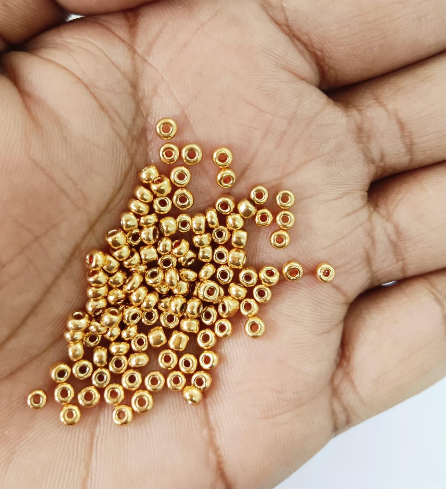 Special Antique Gold Sugar Beads (3mm) (Pack of 100 gm) for Aari Work & Embroidery Maggam, Jewellery DIY Kit Seed