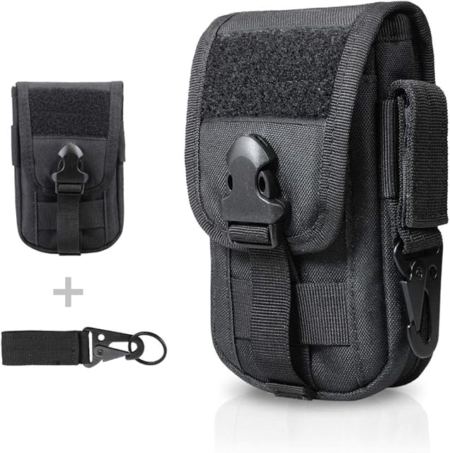 WYNEX Tactical Phone Pouch Molle, Smartphone Holster Bag EDC Utility Cellphone Lock Card Holder Organizer Fit for Waist Belt Case Include Tactical Gear Clip