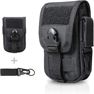 WYNEX Tactical Phone Pouch Molle, Smartphone Holster Bag EDC Utility Cellphone Lock Card Holder Organizer Fit for Waist Belt Case Include Tactical Gear Clip